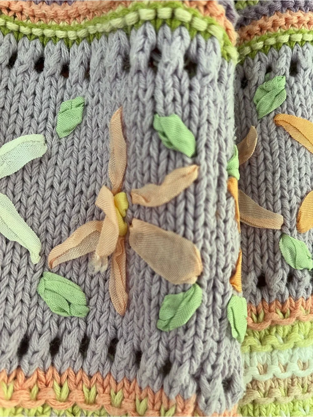 Vintage Susan Bristol Causal Ramie Knit Floral Sweater Size Medium Petite - Picture 5 of 16